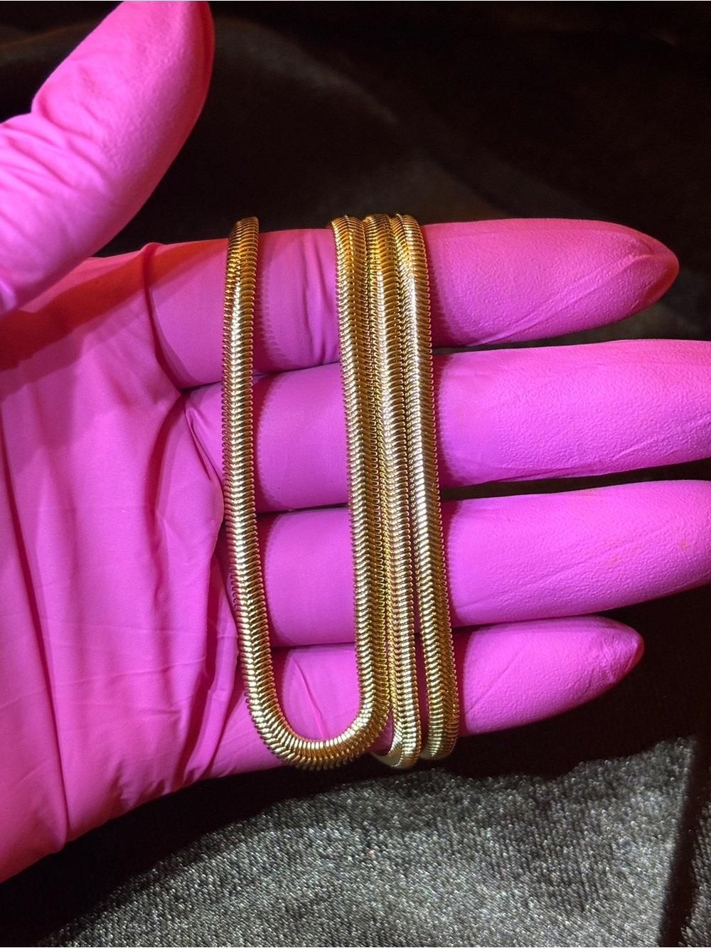 4mm Yellow Gold Herringbone Necklace 24in - Picture 14 of 16